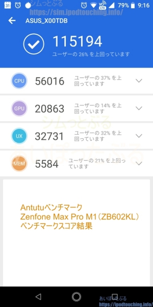 Zenfone Max Pro M1（ZB602KL）ベンチマークスコア
